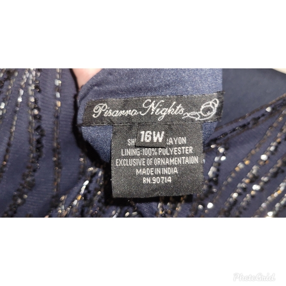 Pissaro Navy Beaded Cocktail Dress - Picture 5 of 6